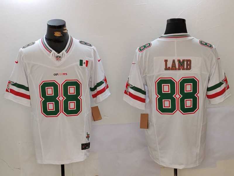 Mens Dallas Cowboys #88 CeeDee Lamb 2024 Mexico White FUSE Stitched Jersey Dzhi